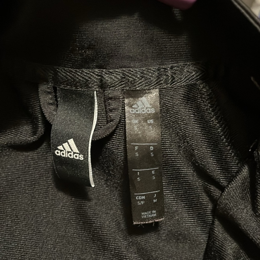 Adidas black and white essentials warm up 3 stripes zip up jacket. - Picture 7 of 11